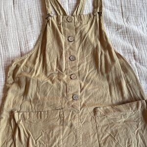 Free People Button-Front Tan Jumpsuit
